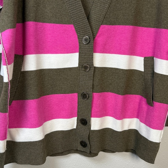 Free People League Of Her Own Cardigan XS  Brown Striped Oversized Academia Prep - Picture 14 of 17